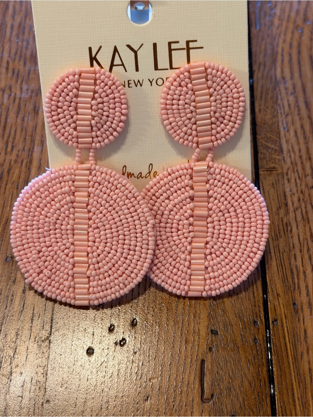 Pink Beaded Double Circle Drop Earrings